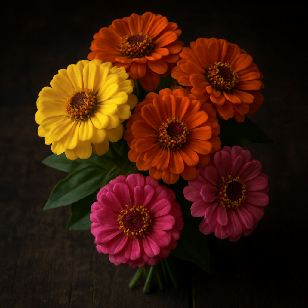 Colorful zinnia flowers